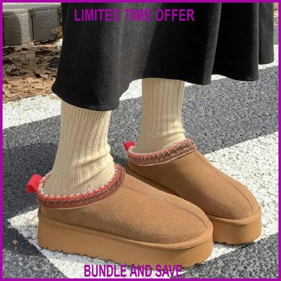 Platform Slippers Fleece Lined Sneakers Anti-Slip Boots Women's Size - Picture 3 of 8